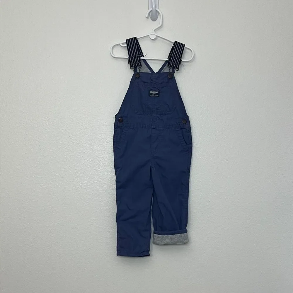 OshKosh B'Gosh Boys Blue Lined Overalls 3T 100% Cotton